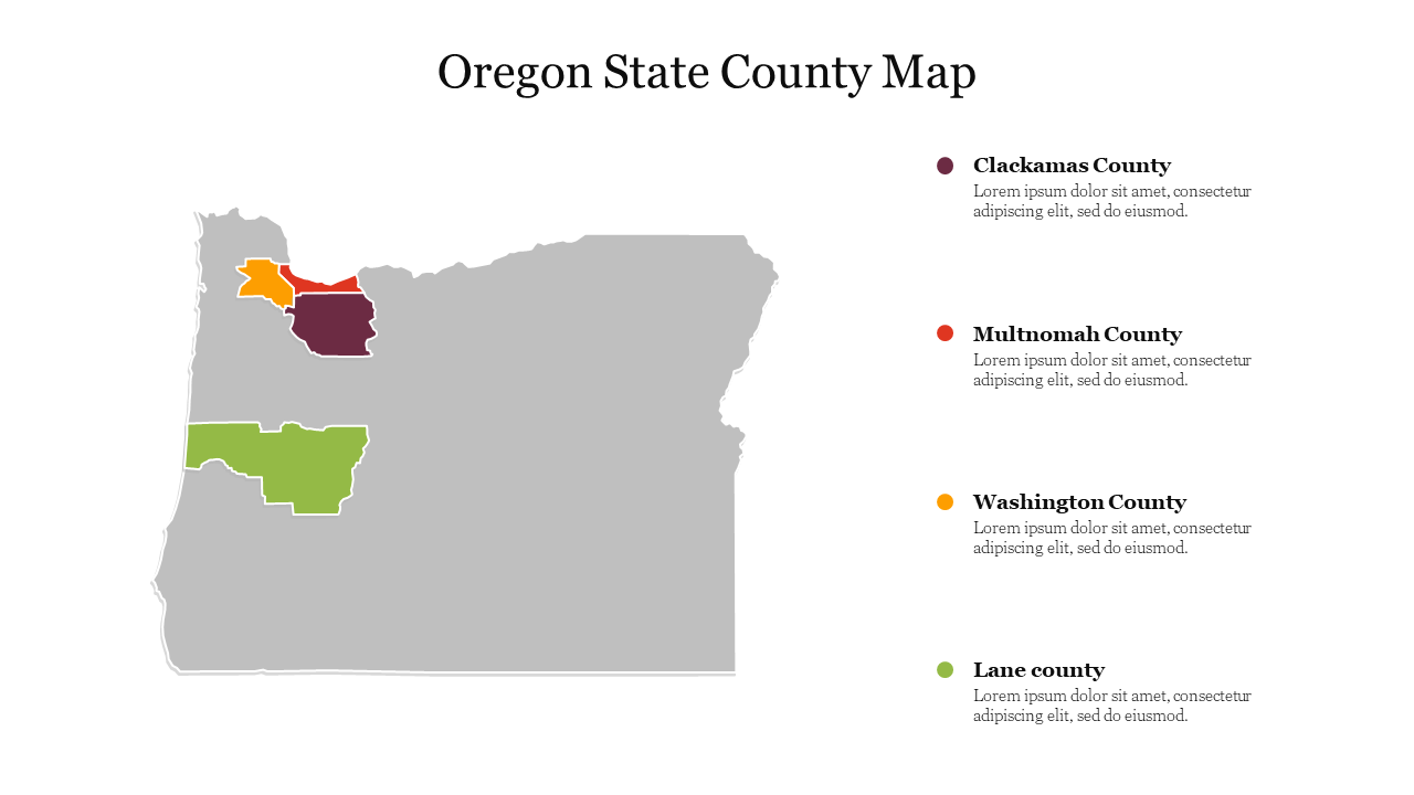 Oregon State County Map